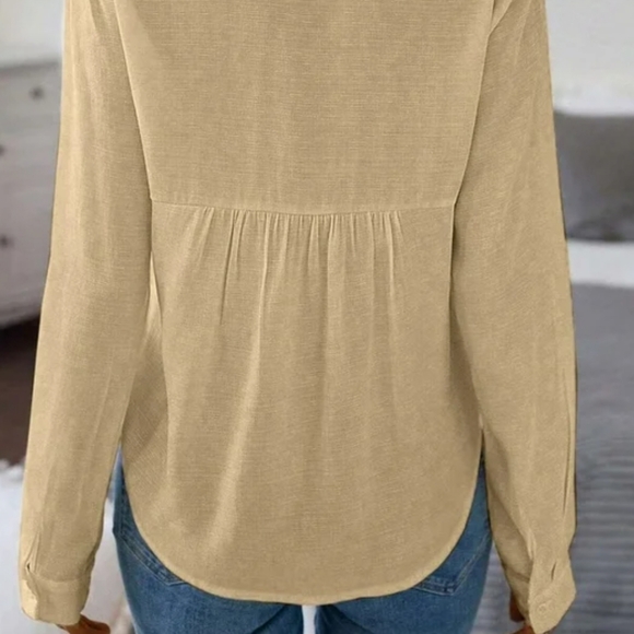 Linen blend shirt/jacket sz med beige - Picture 6 of 6